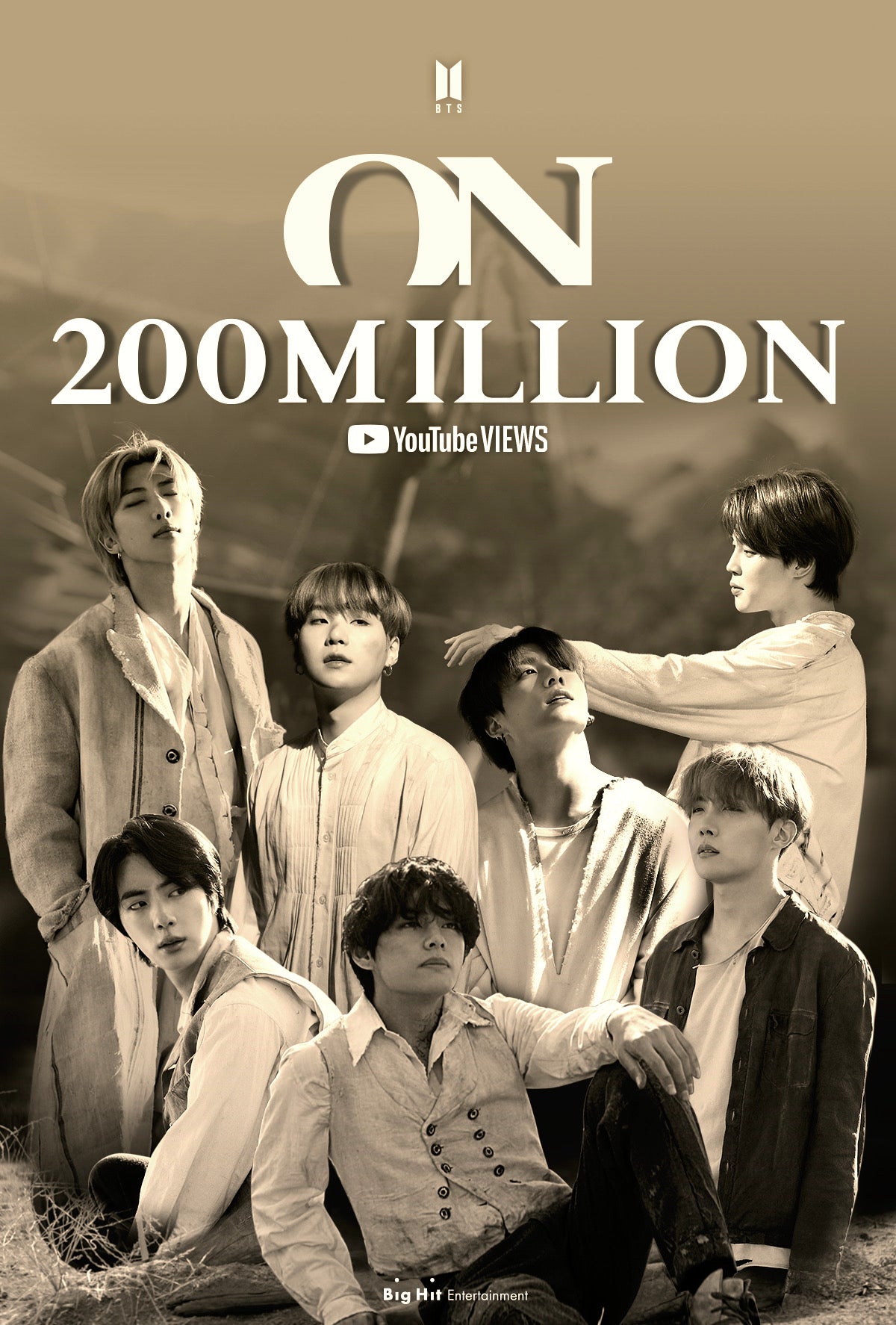 BTS (BTS) Second music video 'On' has reached 200 million views on YouTube.17th career