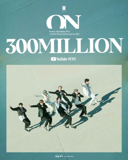 BTS 'ON' Kinetic Manifesto Film...More than 300 million views